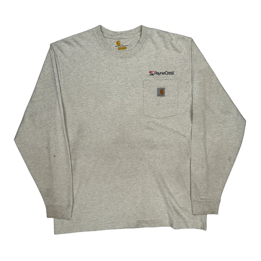 Paynecrest Logo Carhartt Long Sleeve T-Shirt - Large Grey Cotton
