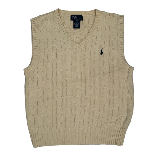 Age 8 Polo By Ralph Lauren Sweater Vest - Small Cream Cotton