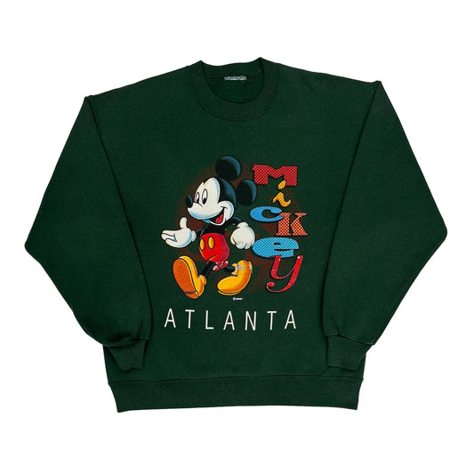 Atlanta Disney Cartoon Sweatshirt - Medium Green Cotton