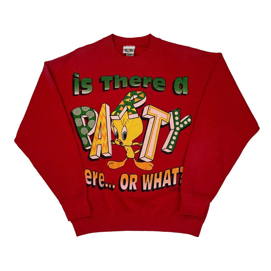 Looney Tunes Cartoon Sweatshirt - XL Red Cotton