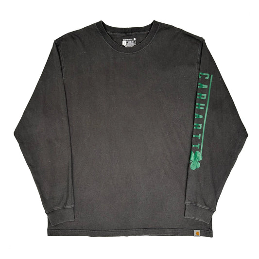 Loose Fit Carhartt Long Sleeve T-Shirt - Large Black Cotton