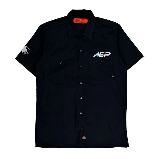 Aep Logo Dickies Short Sleeve Shirt - Medium Black Polyester Blend