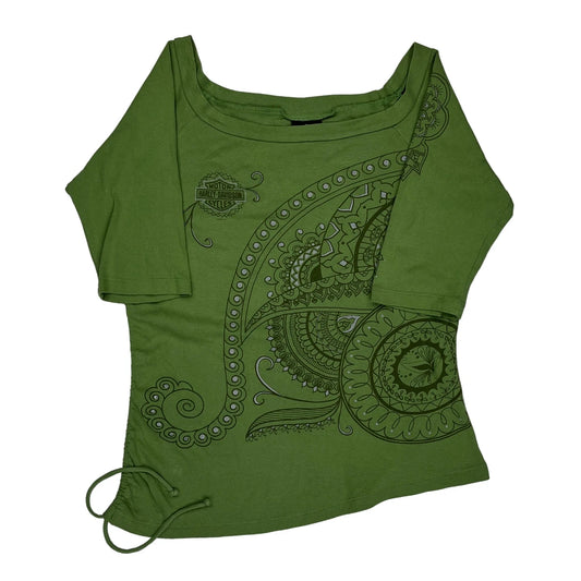 Vehicle Operations Harley Davidson T-Shirt - XL Green Cotton