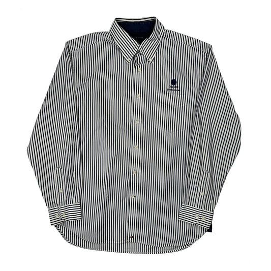 Vintage Tommy Hilfiger Striped Shirt - Large Black & White Cotton
