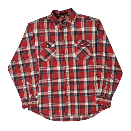 Timberland Checked Flannel Shirt - Large Red Cotton