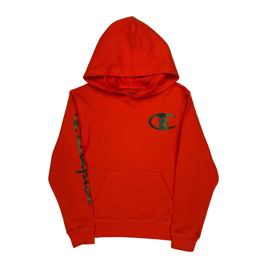 Vintage Champion Hoodie - Large Red Cotton
