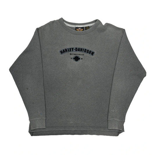 Harley Davidson Long Sleeve T-Shirt - Medium Grey Cotton Blend