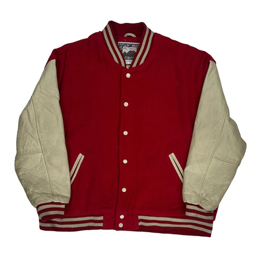 The Bad Lands Varsity Jacket - Medium Red Wool Blend