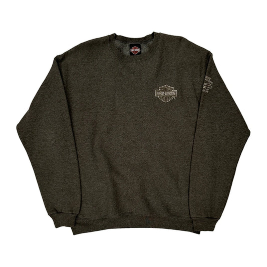 Harley Davidson Graphic Sweatshirt - Large Grey Cotton Blend