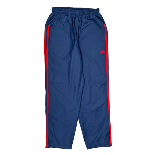 Adidas Striped Track Pants - Small Blue Polyester
