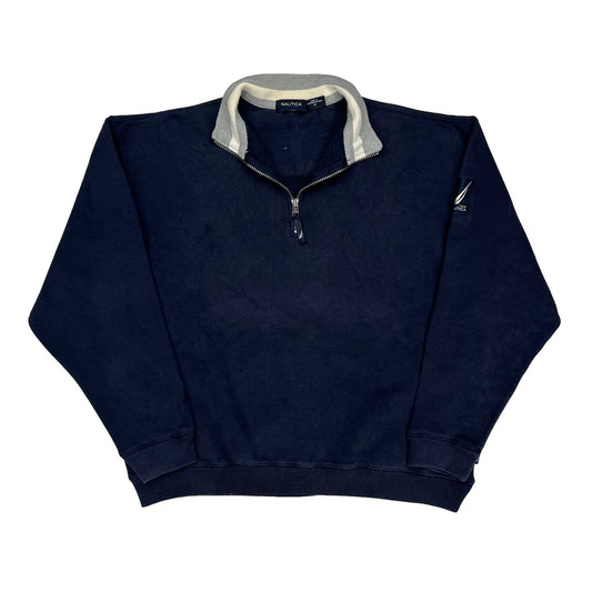 Nautica Collared 1/4 Zip - Medium Navy Cotton