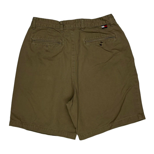 Tommy Hilfiger Pleated Chino Shorts - 28W 7L Khaki Cotton