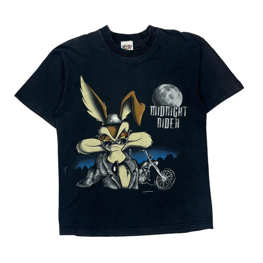Midnight Rider Looney Tunes Cartoon T-Shirt - Large Black Cotton