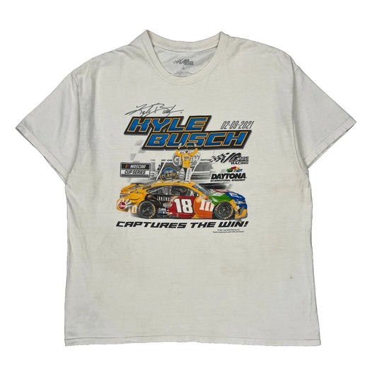 Kyle Busch Nascar Nascar T-Shirt - Large White Cotton