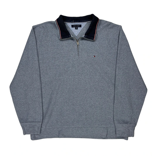 Tommy Hilfiger 1/4 Zip - XL Grey Cotton