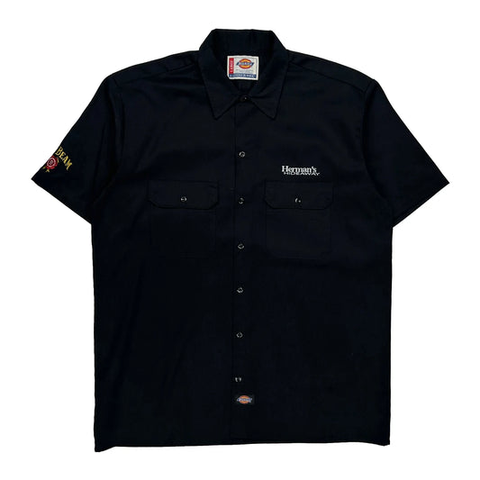 Vintage Dickies Short Sleeve Shirt - Large Black Cotton