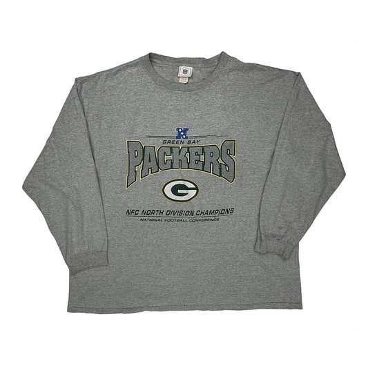 Green Bay Packers Nfl Long Sleeve T-Shirt - 2XL Grey Cotton