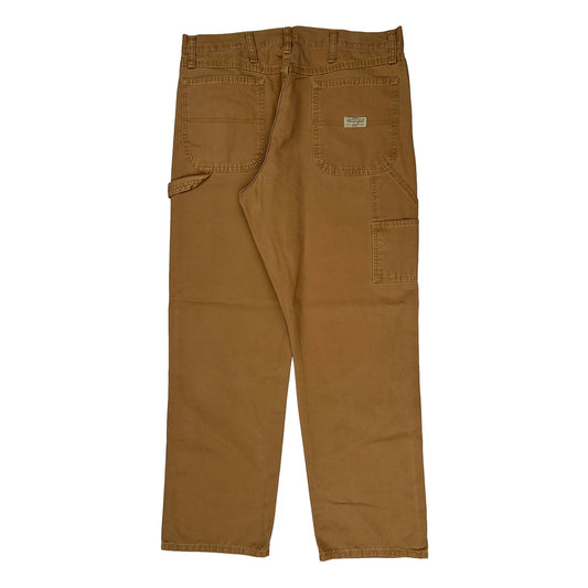 Wrangler Carpenter Trousers - 34W 32L Brown Cotton Blend