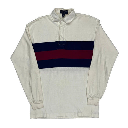 Gant Striped Rugby Shirt - Medium Cream Cotton