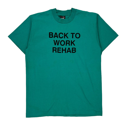 Back To Work Rehab Fruit Of The Loom Single Stitch T-Shirt - Large Green Cotton Blend