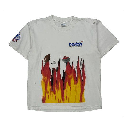Feel The Heat Gildan Graphic T-Shirt - Large White Cotton
