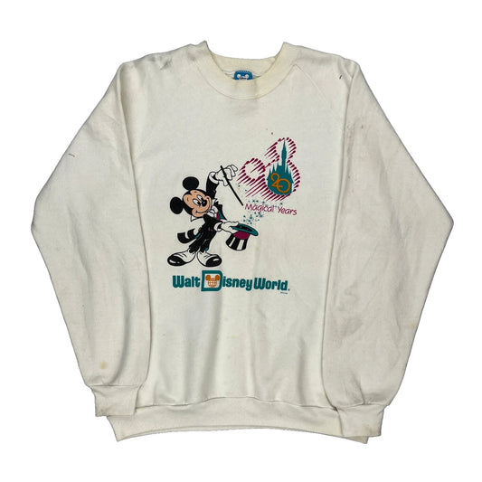 Made In USa 1980'S Disney Graphic Sweatshirt - XL Cream Cotton