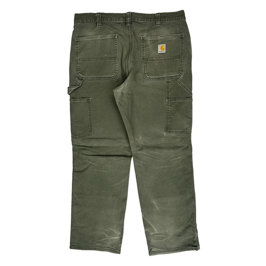 Vintage Mos Carhartt Double Knee Carpenter Trousers - 35W 30L Khaki Cotton