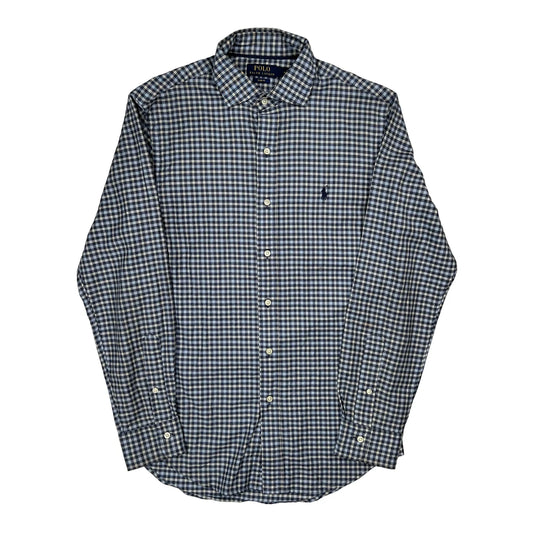Slim Fit Polo By Ralph Lauren Checked Shirt - Medium Blue Cotton