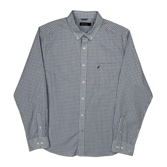 Nautica Checked Shirt - XL Blue Cotton