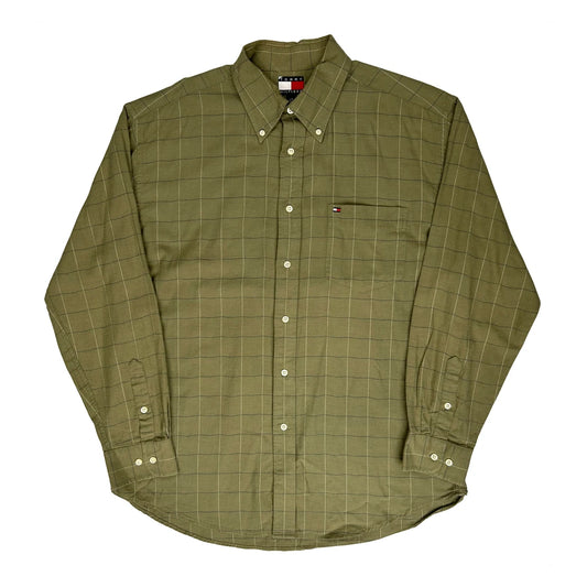 Tommy Hilfiger Checked Shirt - Large Green Cotton