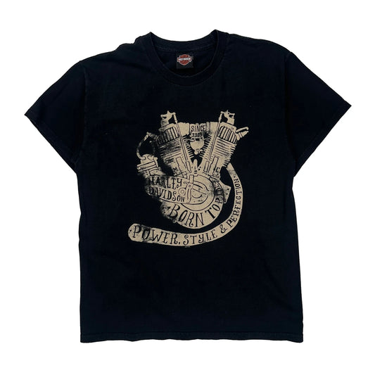 Vintage Charlotte Harley Davidson Graphic T-Shirt - Medium Black Cotton