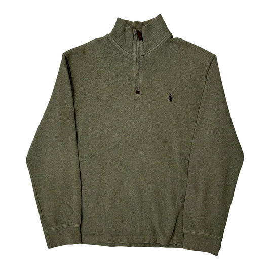 Polo By Ralph Lauren 1/4 Zip - Large Green Cotton