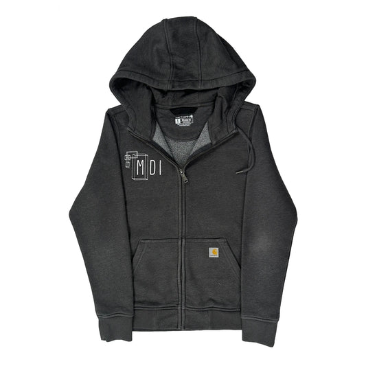 Relaxed Fit Carhartt Graphic Hoodie - Small Grey Cotton Blend