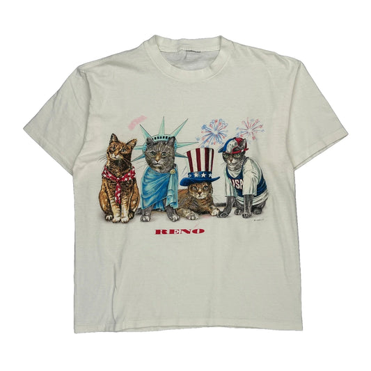 Cats Dressed In American-Themed Costumes Unbranded Single Stitch T-Shirt - XL White Cotton