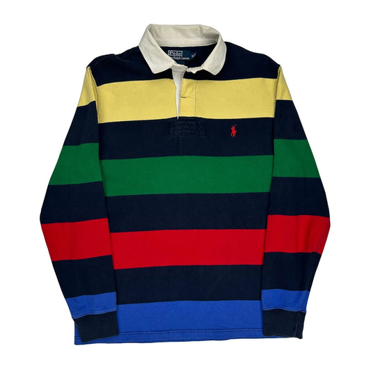 Polo By Ralph Lauren Striped Rugby Shirt - Medium Multicoloured Cotton