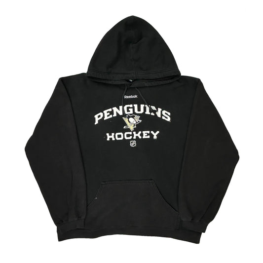 Penguins Hockey Reebok Hoodie - Large Black Cotton