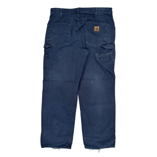 Carhartt Double Knee Carpenter Trousers - 34W 30L Navy Cotton