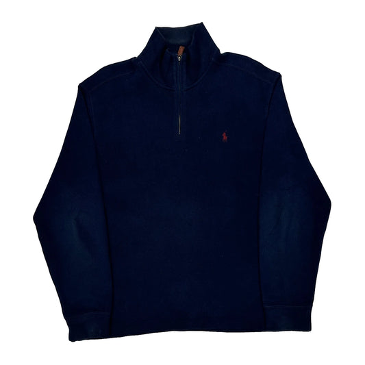Polo By Ralph Lauren 1/4 Zip - Large Navy Cotton