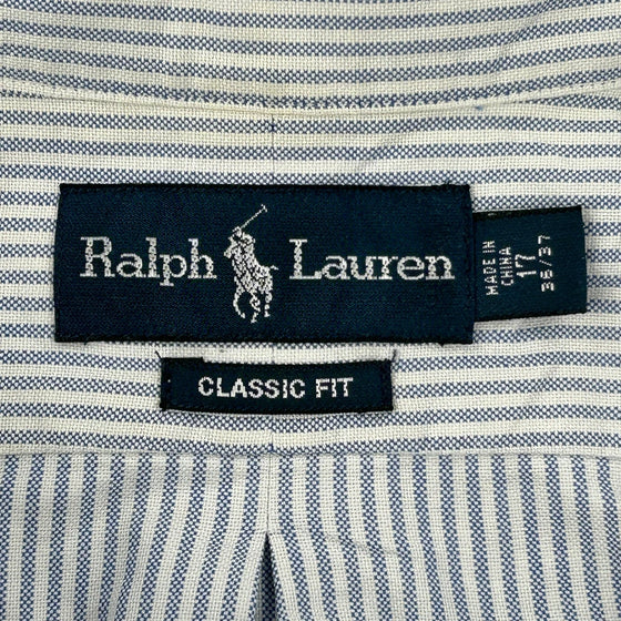 Classic Fit Ralph Lauren Striped Shirt - XL Blue Cotton