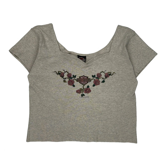 Motorcycles Harley Davidson Graphic T-Shirt - Small Grey Cotton