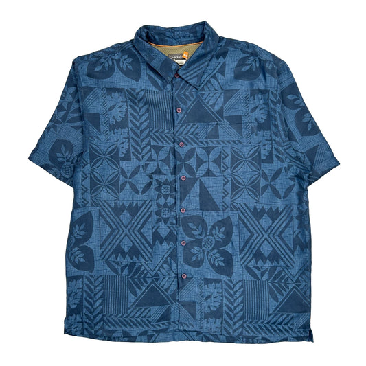 Quiksilver Hawaiian Shirt - 2XL Blue Cotton