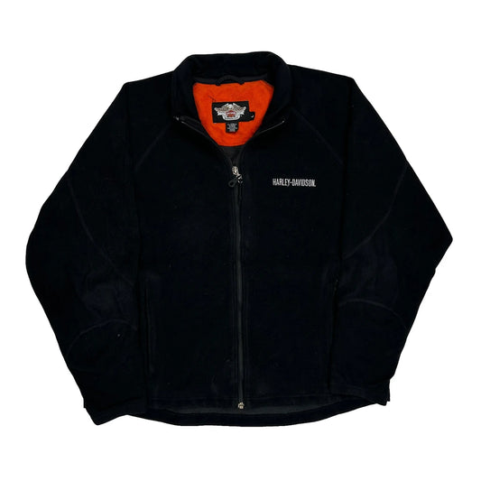Harley Davidson Fleece Jacket - Large Black Polyester