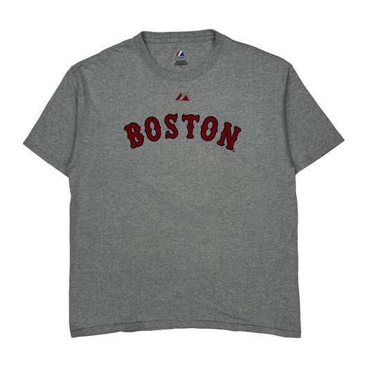 Vintage Boston Majestic Mlb T-Shirt - XL Grey Cotton Blend