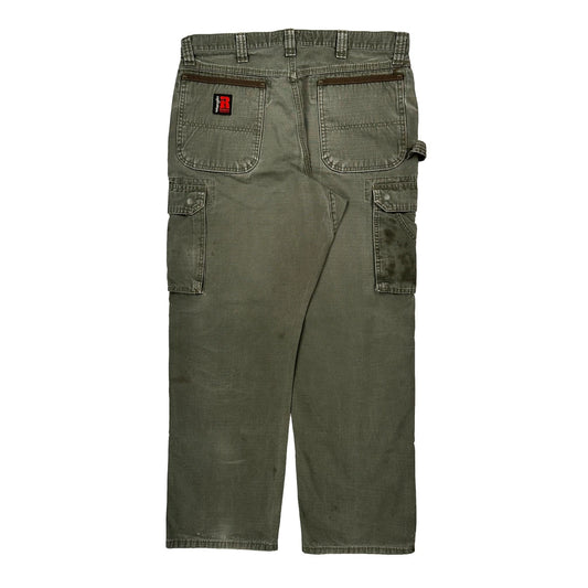 Wrangler Double Knee Carpenter Trousers - 34W 31L Green Cotton