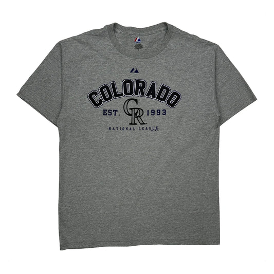 Vintage Colorado Rockies Majestic Mlb T-Shirt - Large Grey Cotton Blend
