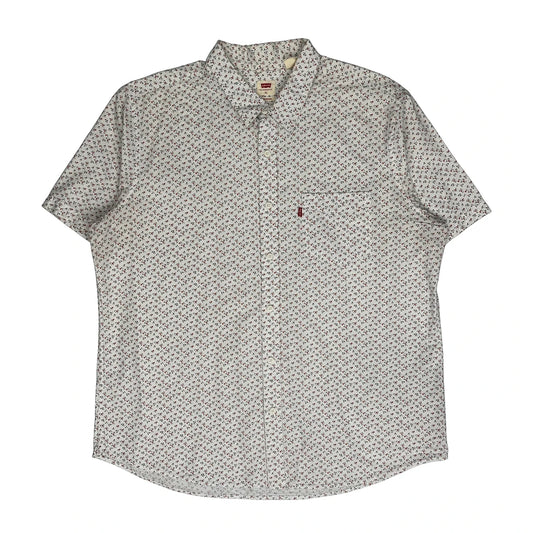 Vintage Levis Floral Short Sleeve Shirt - XL White Cotton