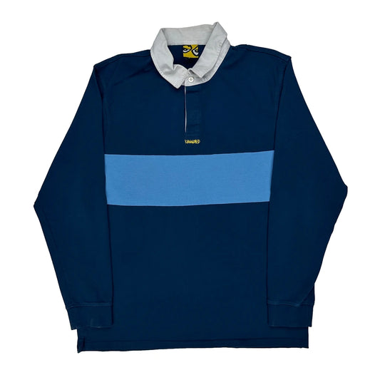 Krooked Eyes Striped Rugby Shirt - XL Blue Cotton