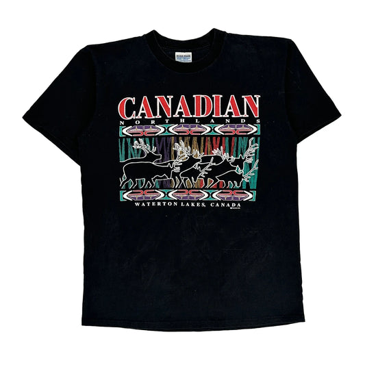 Waterton Lakes, Canada Gildan Graphic T-Shirt - Large Black Cotton