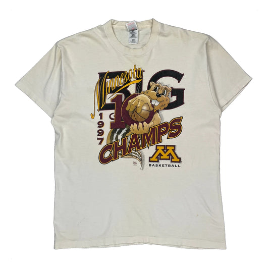 Minnesota 1997 Champs Fruit Of The Loom T-Shirt - XL Cream Cotton