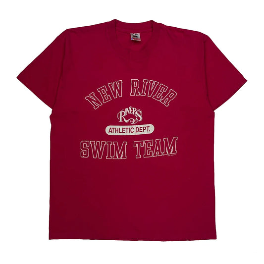 Vintage Swim Team Fruit Of The Loom Single Stitch T-Shirt - XL Red Cotton